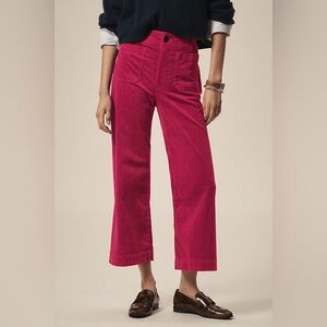 Anthropologie MAEVE The Colette Cropped Wide-leg Corduroy Pants Raspberry 26T